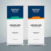 modern roll up banner template with abstract design vector