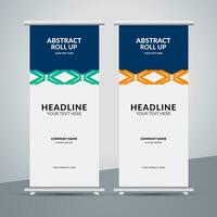 modern roll up banner template with abstract design vector