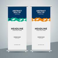 modern roll up banner template with abstract design vector