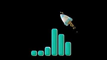 3D animated rocket and bar chart video