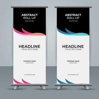 modern roll up banner template with abstract design vector