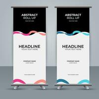 modern roll up banner template with abstract design vector