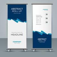 modern roll up banner template with abstract design vector