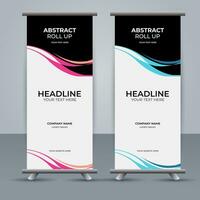 modern roll up banner template with abstract design vector