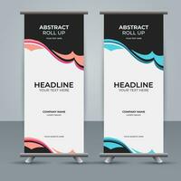 modern roll up banner template with abstract design vector