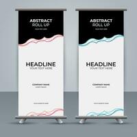 modern roll up banner template with abstract design vector