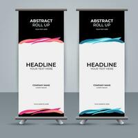 modern roll up banner template with abstract design vector