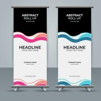 modern roll up banner template with abstract design vector