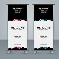 modern roll up banner template with abstract design vector