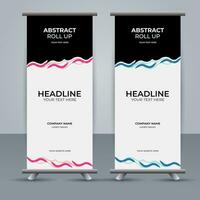 modern roll up banner template with abstract design vector