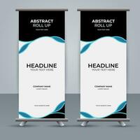 modern roll up banner template with abstract design vector