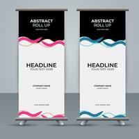 modern roll up banner template with abstract design vector