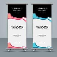 modern roll up banner template with abstract design vector