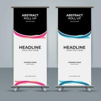 modern roll up banner template with abstract design vector