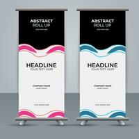 modern roll up banner template with abstract design vector