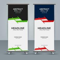 modern roll up banner template with abstract design vector