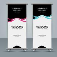 modern roll up banner template with abstract design vector