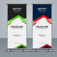 modern roll up banner template with abstract design vector