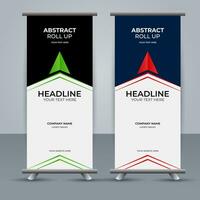 modern roll up banner template with abstract design vector