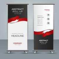 modern roll up banner template with abstract design vector