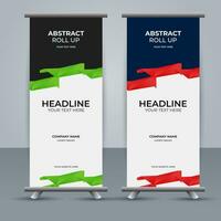 modern roll up banner template with abstract design vector