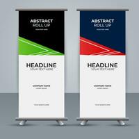 modern roll up banner template with abstract design vector