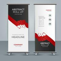 modern roll up banner template with abstract design vector