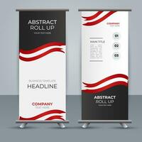 modern roll up banner template with abstract design vector