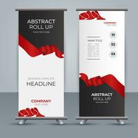 modern roll up banner template with abstract design vector