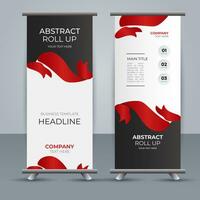 modern roll up banner template with abstract design vector