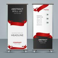 modern roll up banner template with abstract design vector