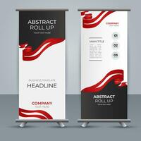 modern roll up banner template with abstract design vector