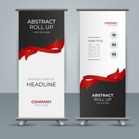 modern roll up banner template with abstract design vector