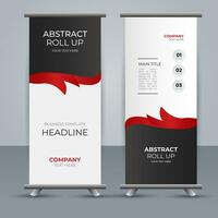 modern roll up banner template with abstract design vector