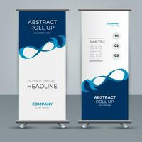 modern roll up banner template with abstract design vector