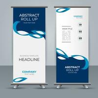 modern roll up banner template with abstract design vector