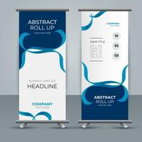 modern roll up banner template with abstract design vector