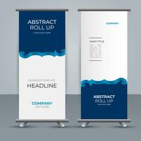 modern roll up banner template with abstract design vector