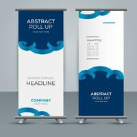 modern roll up banner template with abstract design vector