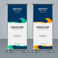 modern roll up banner template with abstract design vector