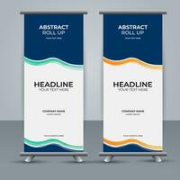 modern roll up banner template with abstract design vector