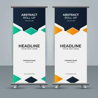 modern roll up banner template with abstract design vector