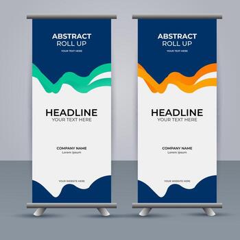 modern roll up banner template with abstract design vector