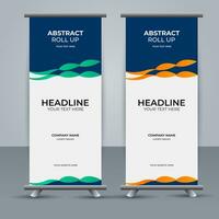 modern roll up banner template with abstract design vector