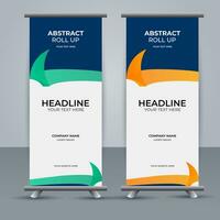 modern roll up banner template with abstract design vector