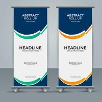 modern roll up banner template with abstract design vector