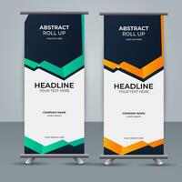 modern roll up banner template with abstract design vector