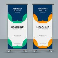 modern roll up banner template with abstract design vector