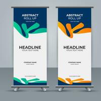 modern roll up banner template with abstract design vector