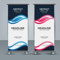 modern roll up banner template with abstract design vector